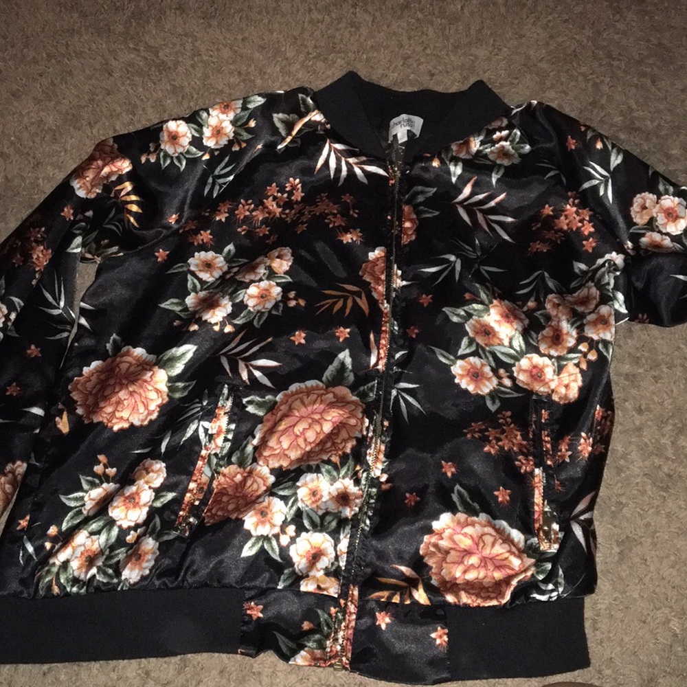 Floral silk bomber jacket
